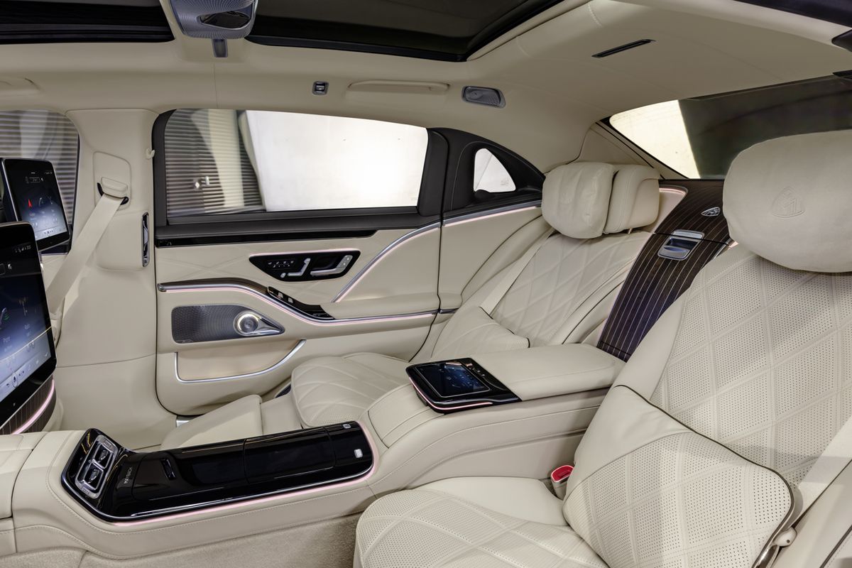 <p>The cream of the crop from <a href="https://www.roadandtrack.com/news/g36448801/2022-mercedes-maybach-s-680-full-image-gallery/">Mercedes</a> will have you and your chauffeur floating on air…suspension that is, so you won't have to worry about spilling your champagne out of your Robbe & Berking etched flutes. The neck-to-ankle massaging seats, and 64-way ambient lighting might have you cancel your spa retreat, but how else would you find out why Charles’ second wife Kymm got kicked out of the country club?</p>