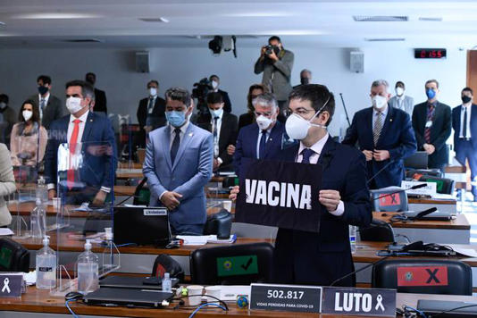 Sessão da CPI da covid, que investigou os contratos para a compra da vacina Covaxin, produzida pelo laboratório Bharat Biotech, representado no Brasil pela Precisa Medicamentos Foto: Edilson Rodrigues/Agência Senado