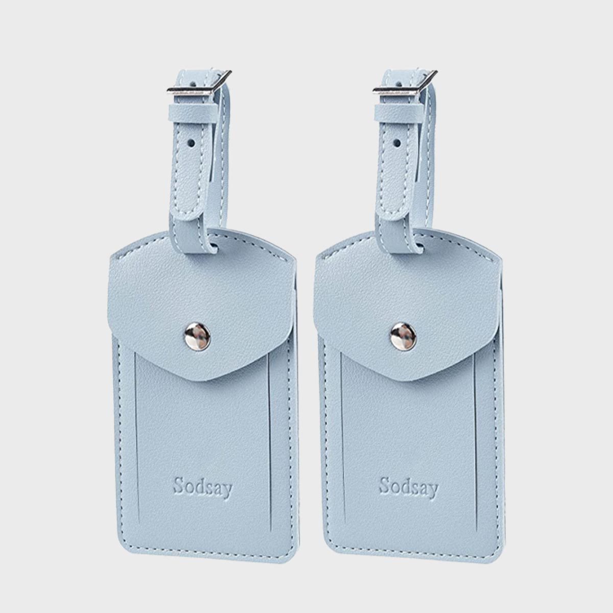 <p>These <a href="https://www.amazon.com/Sodsay-Leather-Luggage-Baggage-Privacy/dp/B07V6XZB9S" rel="noopener">Sodsay tags</a> come in 28 different colors to match your personal aesthetic. A snap closure flap adds a cool vintage parcel look to these best luggage tags. Plus, a double-layer faux-leather construction and reinforced stitching on the straps ensure durability (and <a href="https://www.rd.com/article/sustainable-travel/">sustainability</a>) for all your upcoming trips.</p> <p class="listicle-page__cta-button-shop"><a class="shop-btn" href="https://www.amazon.com/Sodsay-Leather-Luggage-Baggage-Privacy/dp/B07V6XZB9S">Shop Now</a></p>