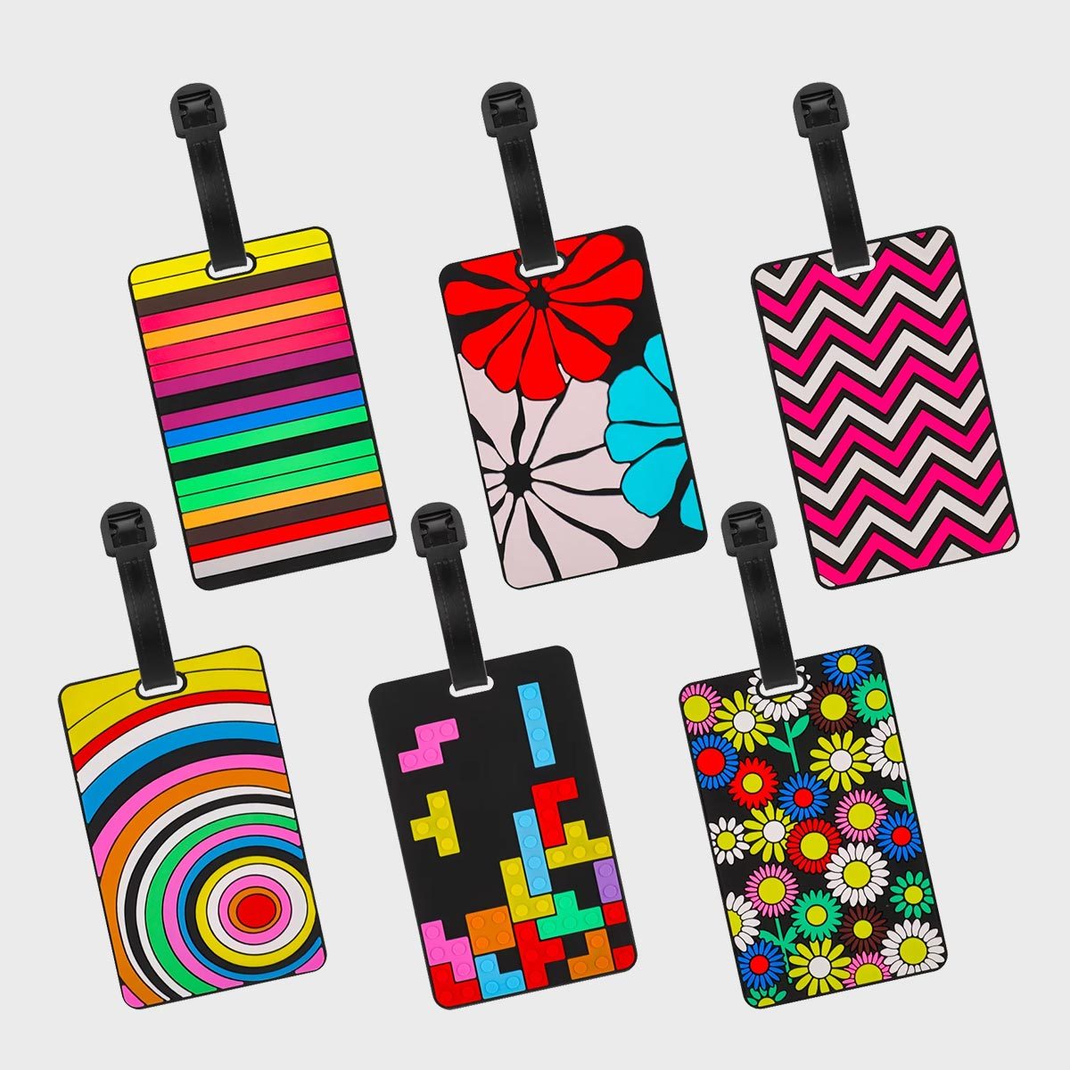 <p>Kids need luggage tags, too! <a href="https://www.walmart.com/ip/Taihexin-Silicone-Luggage-Tag-Set-6-4-13-2-56-inches-Tags-Suitcases-Colorful-Unique-Travel-Baggage-Bag-Name-ID-Card-Perfect-Quickly-Spot-Suitcase/718533831" rel="noopener">Taihexen</a> makes tags that are colorful, fun and definitely easy to spot. The silicone material makes them bendable and durable against the elements or <a href="https://www.rd.com/list/most-dangerous-airports-in-the-world/">rough handling</a> at the airport.</p> <p class="listicle-page__cta-button-shop"><a class="shop-btn" href="https://www.walmart.com/ip/Taihexin-Silicone-Luggage-Tag-Set-6-4-13-2-56-inches-Tags-Suitcases-Colorful-Unique-Travel-Baggage-Bag-Name-ID-Card-Perfect-Quickly-Spot-Suitcase/718533831">Shop Now</a></p>