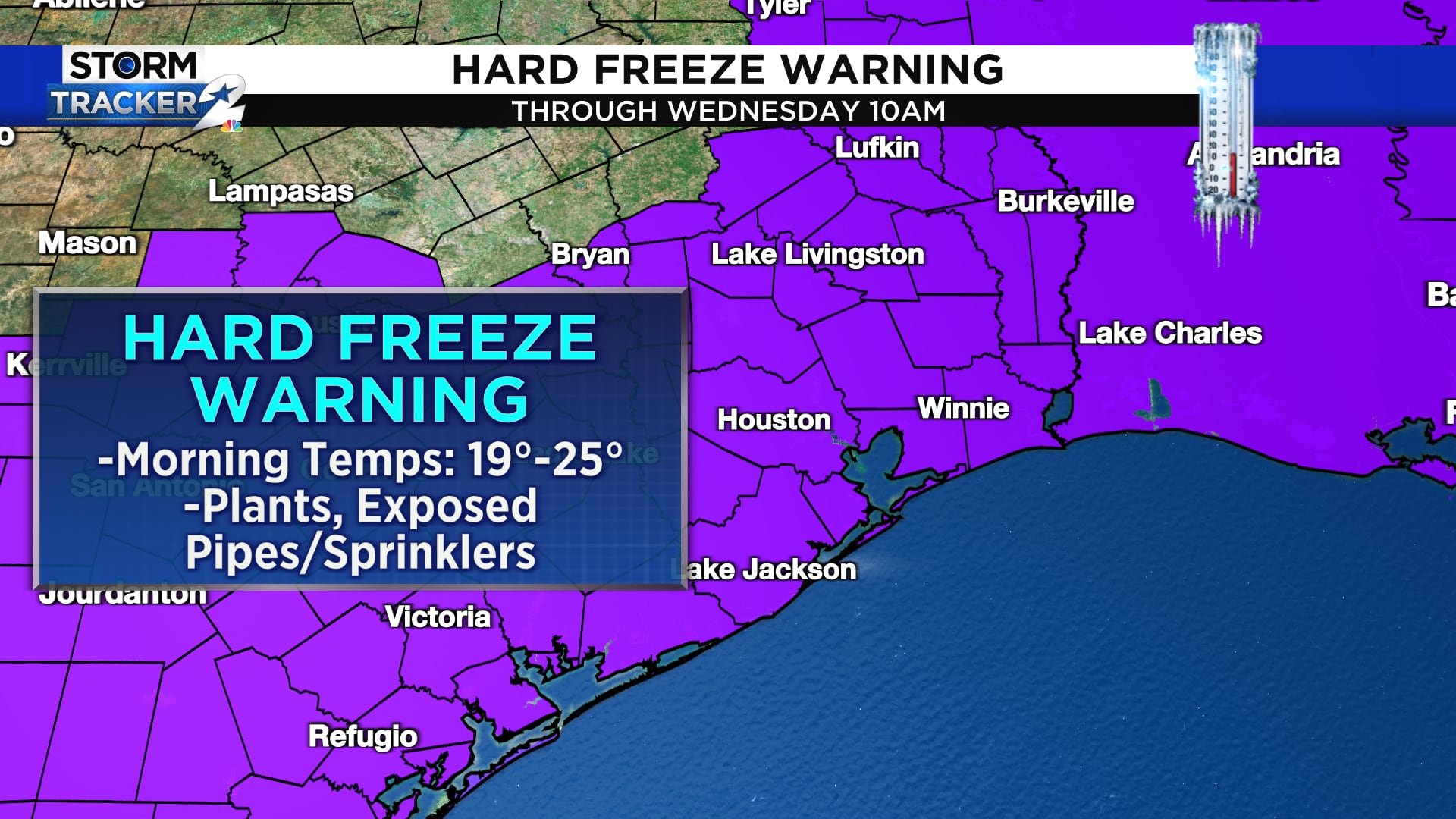 Wind Chill Advisories And Hard Freeze Warnings In Houston Wednesday Morning