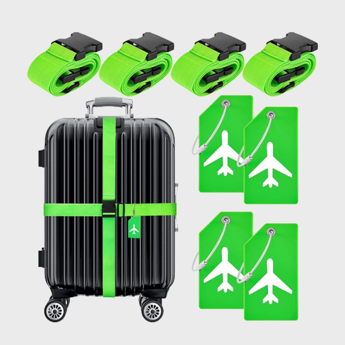 <p><a href="https://www.rd.com/list/frequent-travelers-airplane-hacks/">Experienced travelers</a> agree that you can never be too careful when it comes to luggage security. This <a href="https://www.amazon.com/Luggage-Adjustable-Suitcase-Silicone-Accessories/dp/B08XQGMQH9" rel="noopener">Weewooday accessories set</a> secures includes four luggage tags and four brightly hued belts that securely wrap around your bag. This prevents suitcases from opening, deters theft and also easily allows you to identify it among a sea of black bags on the luggage carousel.</p> <p class="listicle-page__cta-button-shop"><a class="shop-btn" href="https://www.amazon.com/Luggage-Adjustable-Suitcase-Silicone-Accessories/dp/B08XQGMQH9">Shop Now</a></p>  <h2>Why you should trust us</h2> <p><span>When it comes to luggage, our editors are not only testers—they're customers. Whether flying the friendly skies, cruising the ocean or hitting the open road, we’ve tested bags, backpacks and suitcases for every type of traveler. We’ve tried many of the top luggage brands, including Monos, </span><a href="https://www.rd.com/article/away-vs-beis/"><span>Beis, Away</span></a><span>, Roam and Briggs and Riley, and ranked the best carry-ons, underseat bags, weekenders, luggage sets and affordable suitcases, and also regularly try out travel accessories like neck pillows, toiletry bags, packing cubes and luggage racks.</span></p> <h2>FAQ</h2> <h3 class="JlqpRe"><span><span>Should luggage tags be on top or side?</span></span></h3> <p>For baggage that's being checked on an airplane or cruise ship, place your luggage tag on the top handle. When suitcases are loaded into luggage carts they're placed on their sides, so keeping your luggage tag on the top will keep it visible.</p> <div> <h3 class="JlqpRe"><span><span>What is the best material for a luggage tag?</span></span></h3> <p>When it comes to the best material for luggage tags, it's all about durability. Look for something that can stand up to the elements and won't get damaged. Silicone and PVC are good choices if you're going somewhere wet and rainy, or on a cruise. Metal tags are a great option for checked luggage that might be handled roughly. If aesthetics are important, thick leather tags are not only durable but stylish as well.</p> <div class="aj35ze"><strong>Source:</strong></div> </div> <ul> <li> <p>Iyanifa Shondra Cheris, owner and lead explorer, <a href="http://blackwilltravel.com/" rel="noopener">BlackWillTravel.com</a></p> </li> </ul>