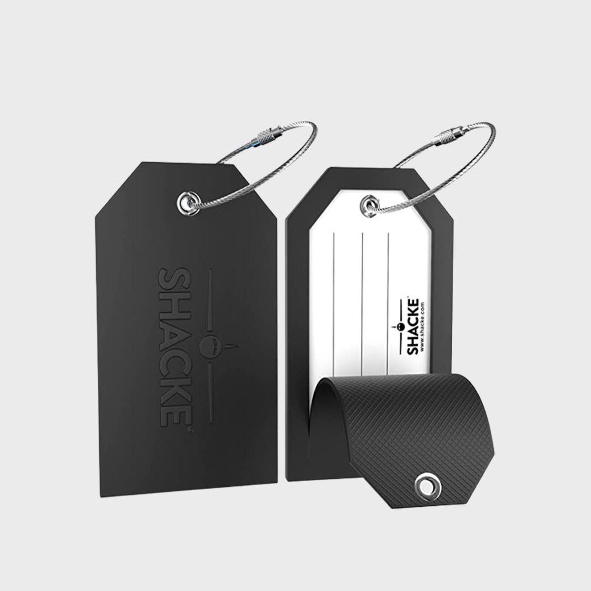 <p><a href="https://www.amazon.com/Shacke-Luggage-Privacy-Cover-Steel/dp/B019JK41F6" rel="noopener">Shacke Privacy Tags</a> are designed by travelers, for travelers. Stainless steel loops are as tough as they sound. These must-have <a href="https://www.rd.com/list/amazon-travel-accessories/">Amazon travel accessories</a> won't be ripped off your luggage, and the PVC rubber keeps personal information safe from the environment and prying eyes.</p> <p class="listicle-page__cta-button-shop"><a class="shop-btn" href="https://www.amazon.com/Shacke-Luggage-Privacy-Cover-Steel/dp/B019JK41F6">Shop Now</a></p>