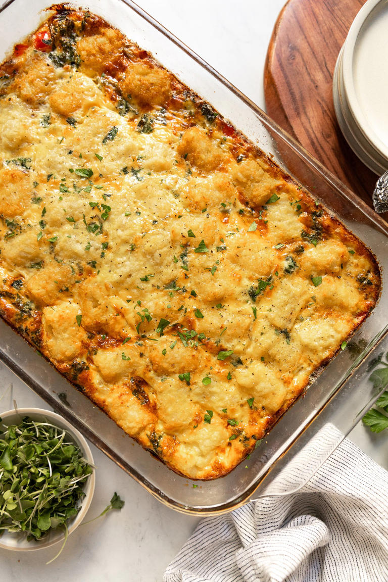 Mixed Vegetable Breakfast Casserole with Tater Tots