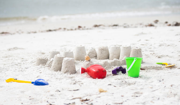 Sandcastles made in the sand in Naples, Fla.
