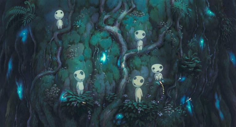 《魔法公主》的森林小精靈在夜裡發著光，象徵著「希望」永存。（圖／甲上娛樂提供）