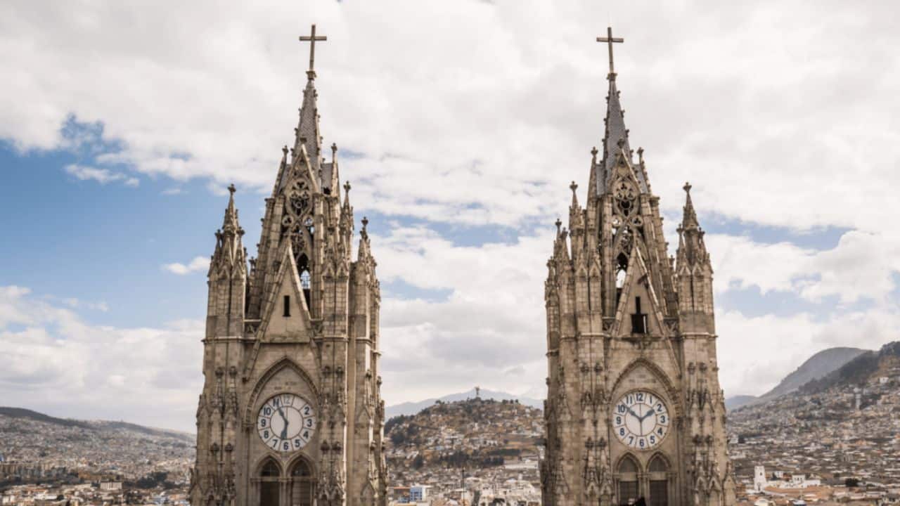<p>The bustling Ecuadorian capital of Quito isn’t devoid of its own adventurous things to do. When visiting Quito, challenge yourself with a climb to the top of the Basilica del Voto Nacional near <a href="https://explorersaway.com/old-town-quito-historic-center/">the city’s Old Town</a>. Navigate climb steep stairs to reach the dizzying heights of the basilica’s spire, where you’ll be rewarded with stunning views of the city. If you have a fear of heights, beware; the final portion of the climb resembles a basic ladder suspended multiple stories above the ground below.</p>