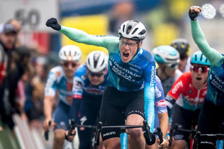 'Had to be patient': French cyclist Dorian Godon crosses the finish line to win the first stage
