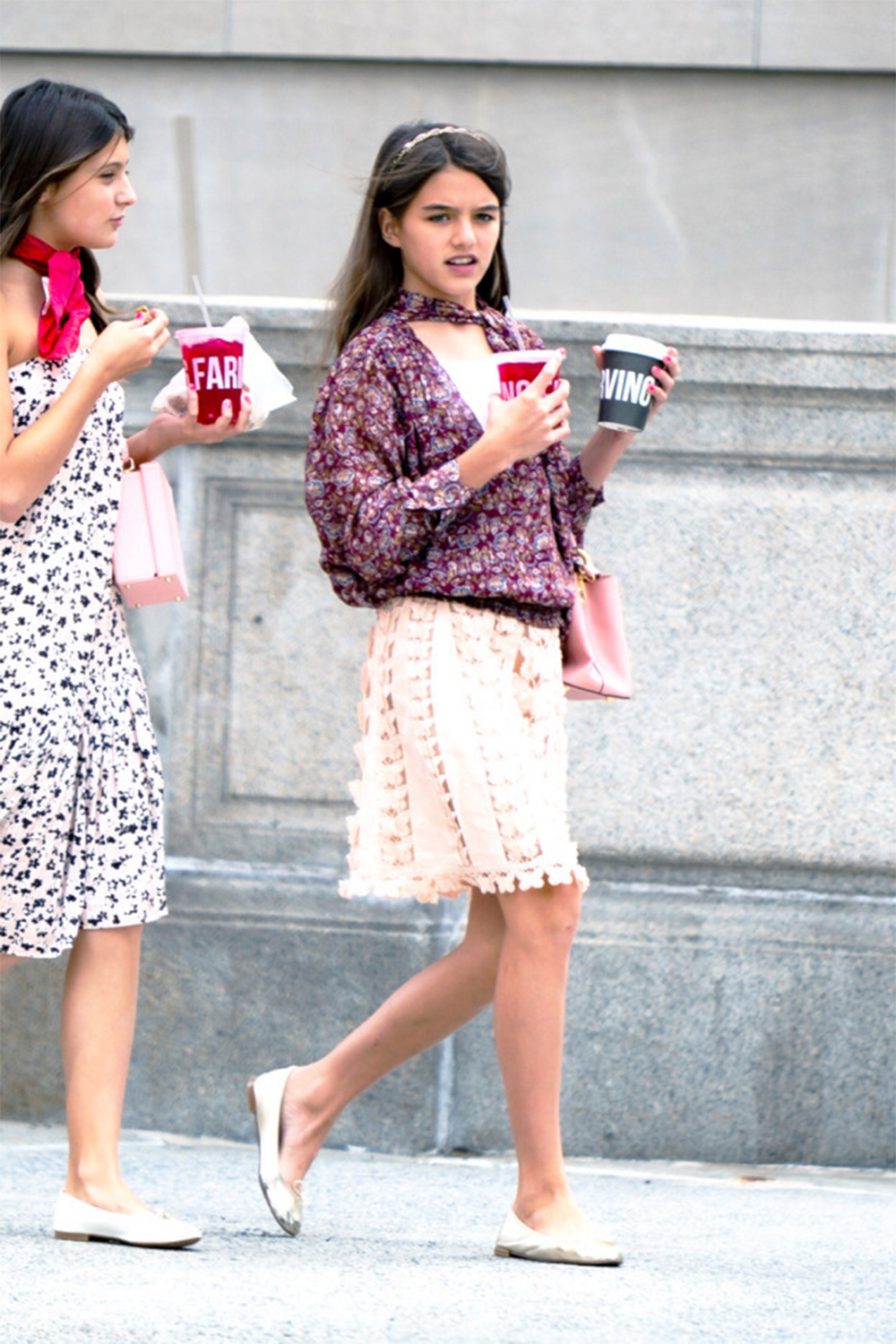 <p>Suri Cruise steps out for juice with a friend in New York City. What a city girl!</p>
