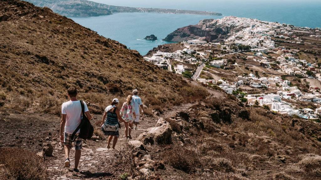 <p>Regarded as a spectacular hiking trail in mainland Greece, traveling from Fira to Oia can be great fun. Though it is considered a generally easy path, it does take 3-4 hours, so stamina is critical. But you don’t need to do it in one go. </p><p>Enjoy your surroundings, and look at the Ancient Thera. This beaten track will be easy to conquer. </p><p class="has-text-align-center has-medium-font-size">Read also: <a href="https://worldwildschooling.com/hidden-european-gems/">Fantastic Hidden Gems in Europe</a></p>