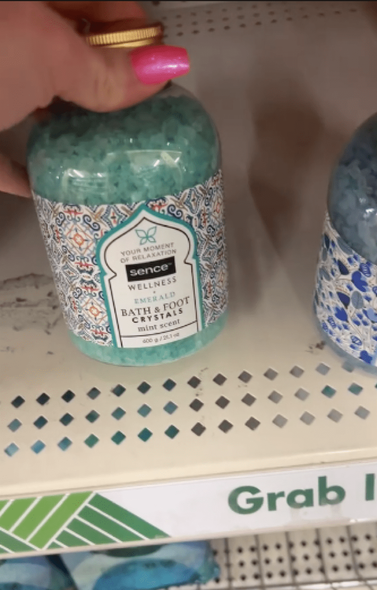 <p>If you want to treat yourself to a luxurious bath experience, Houser says Dollar Tree has released new bath crystals as well. In her TikTok, she shows two Bath & Foot Crystals bottles from the brand Sence—one in a shea butter scent, and the other in a mint scent.</p><p>"Your moment of relaxation," the label on the bottles states.</p><p>If you have younger kids at home, she points out body wash bottles that feature the title character from beloved TV show <em>Bluey.</em></p>