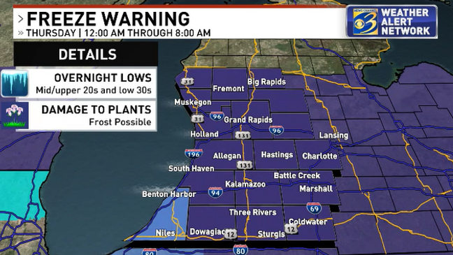 Freeze Warning Issued For West Michigan: Protect Your Sensitive Plants