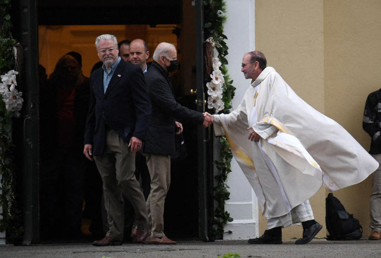 President Joe Biden leaves after attending mass at Saint Joseph at the Brandywine Roman Catholic Church in Wilmington, Del., on May 7, 2022. Getty Images