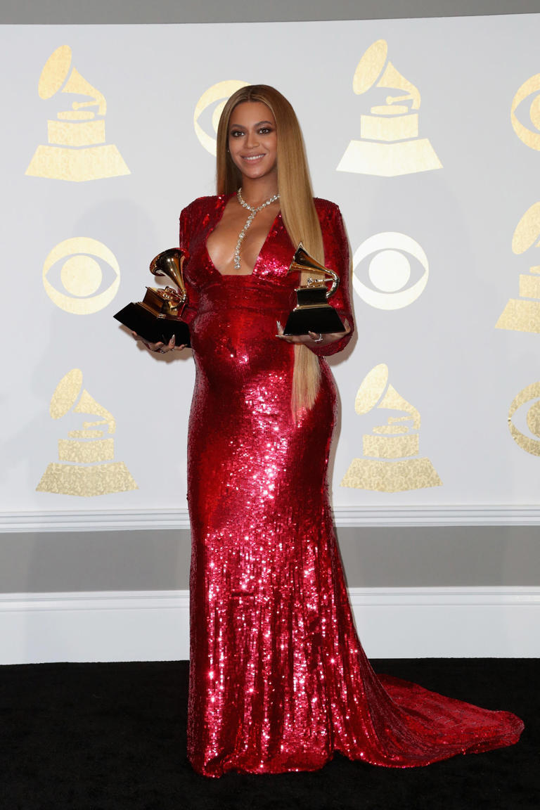 Singer Beyonce, winner of Best Urban Contemporary Album for 'Lemonade' and Best Music Video for 'Formation,' poses in the press room during The 59th GRAMMY Awards at STAPLES Center on Feb. 12, 2017 in Los Angeles, California.
