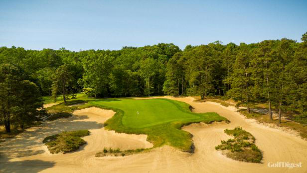 Pine Valley's downhill tee shot at the par-3 third hole is a perfect setting for an ace.