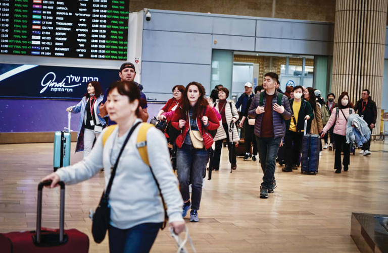ARRIVING AT Ben-Gurion Airport in Feb. Tourism is one of several industries that was absorbed a harsh economic impact due to the war in Gaza prompted by the October 7 attacks.