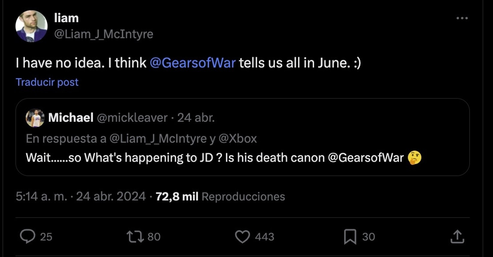 microsoft, el anuncio de gears of war 6 en junio ha sido confirmado de manera accidental por el actor que da vida a jd fenix