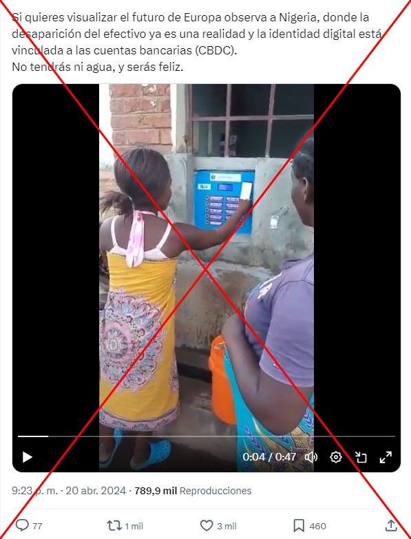vídeo de dispensador de agua es de malaui, no de nigeria, donde aún se usa el dinero en efectivo