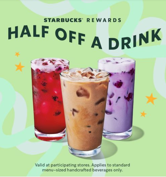 how to, starbucks offering half off drinks thursday: how to get the deal