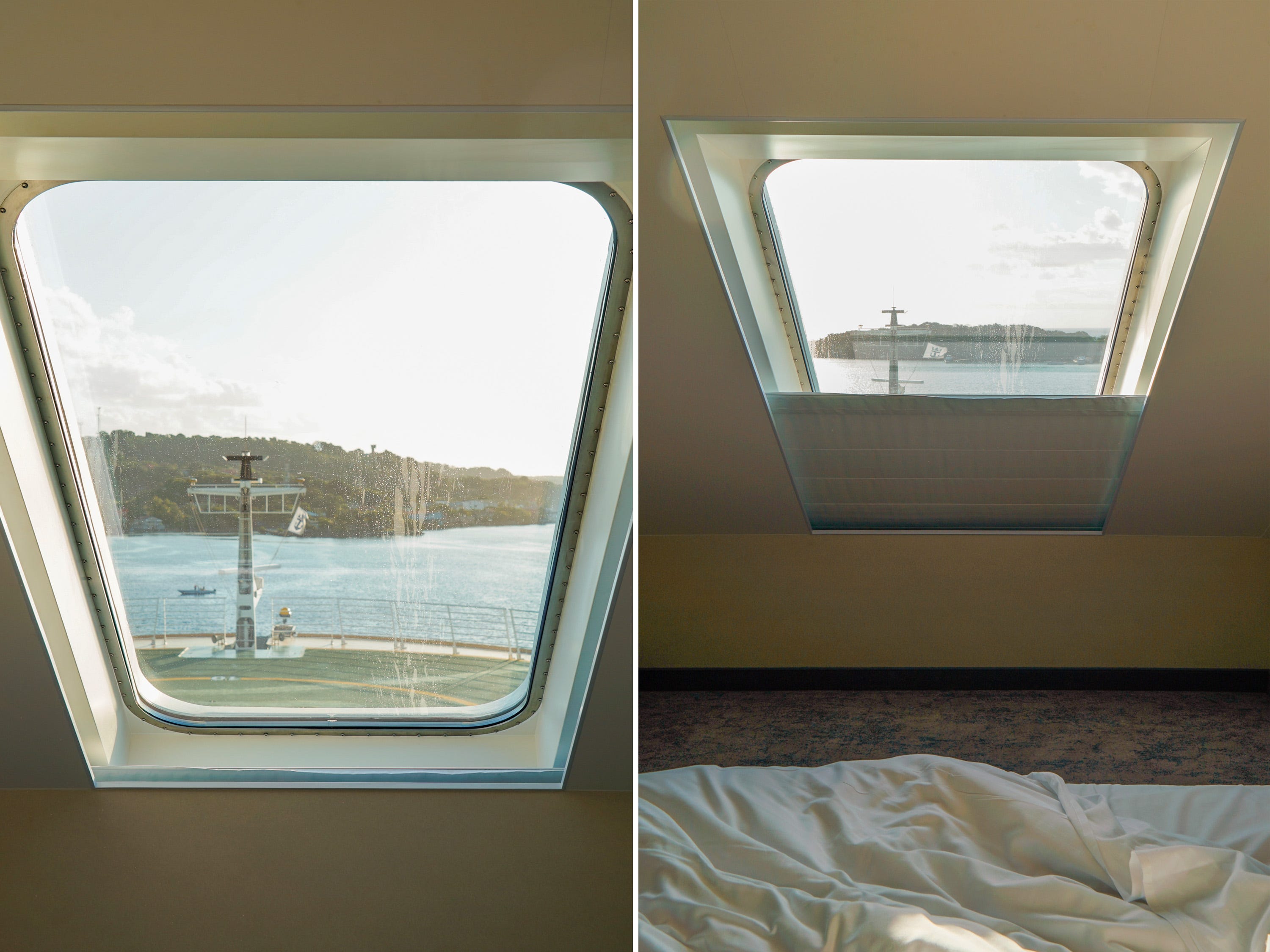 <p>An electronic shade over the window could be brought down during the day to reveal some grand views. I loved waking up after a night at sea to a front-row view of the place I'd be visiting that day. </p><p>While windowless rooms are cheaper, I couldn't imagine staying in a room without one. My oceanview stateroom cost about $300 more than an entry-level room.</p>