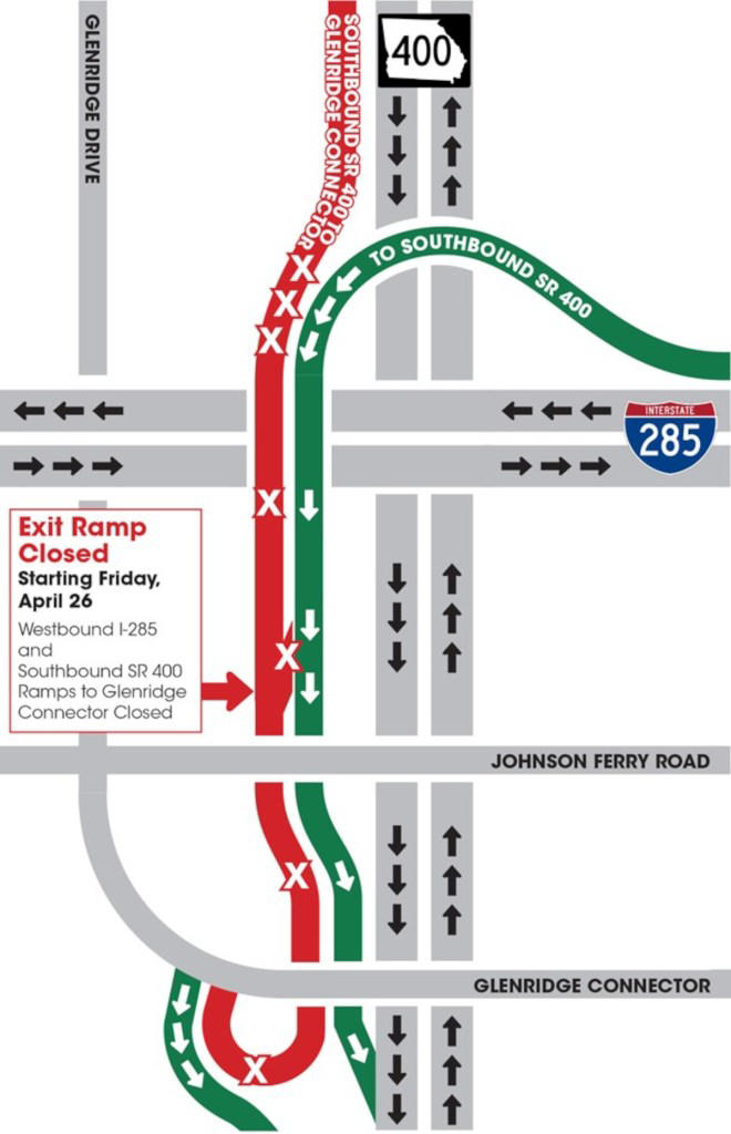 Glenridge Connector access from GA 400 south, I-285 west closing for ...