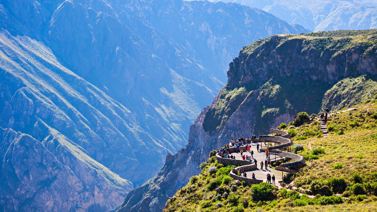 <p>Carved by the Colca River in southern Peru, Colca Canyon is one of the deepest canyons in the world, plunging over 13,650 feet at its deepest point – that’s over two and a half miles into the Earth. It’s about double the depth of the famous Grand Canyon in the United States.</p>