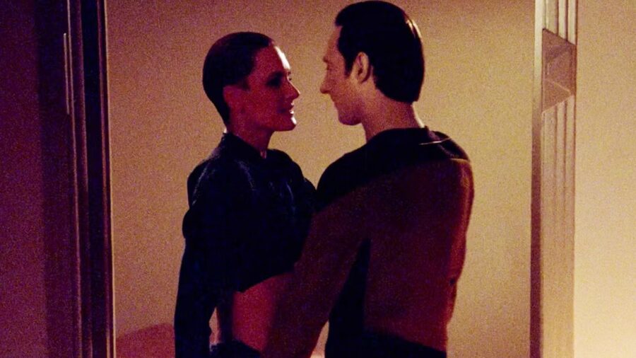 <p>One example of this was almost certainly the infamous scene where Tasha Yar seduces Data (the virus infects both of them). After Yar asks, Data confirms that he is “fully functional…in every way” and that he is “programmed in multiple techniques” for “a broad variety of pleasuring.” Keep in mind this was the first episode of TNG after the pilot, and fans were stuck watching the fiercely independent new female character act like a horny teenager at the thought of turning the galaxy’s most advanced android into a glorified s** toy.</p>