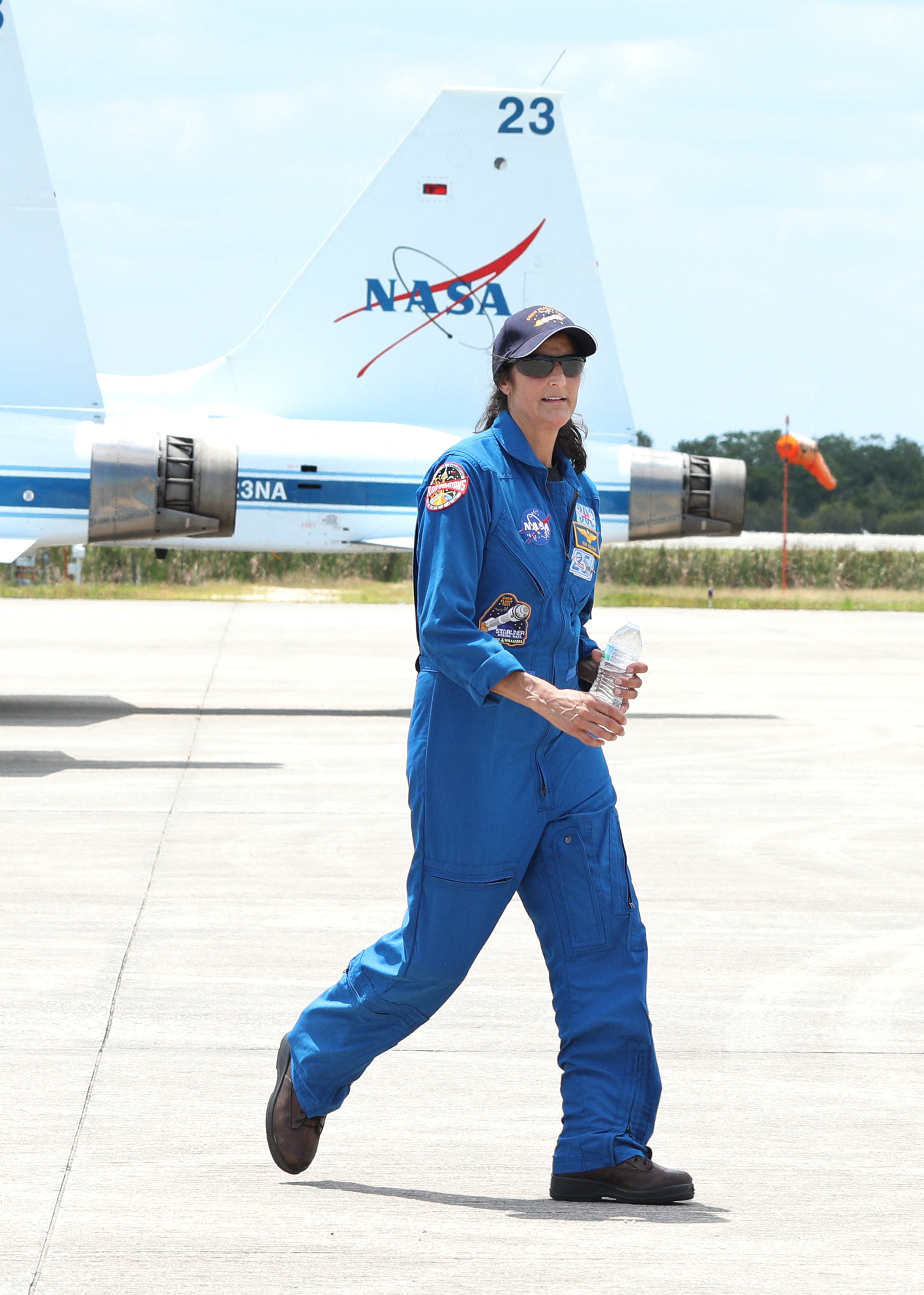 <p>NASA astronaut Suni Williams flew herself in a T-38 Talon jet to the Kennedy Space Center in Cape Canaveral, Florida, on April 25, 2024. </p><p>She's there to next fly on the Crew Flight Test-1 (CFT-1) mission to the International Space Station, set for May 6. </p><p>A United Launch Alliance (ULA) Atlas V rocket will ferry the Boeing CST-100 Starliner capsule on its historic first crewed flight of the new spacecraft. </p><p>Williams will also be one of the first humans launched into space aboard an Atlas V rocket.</p>