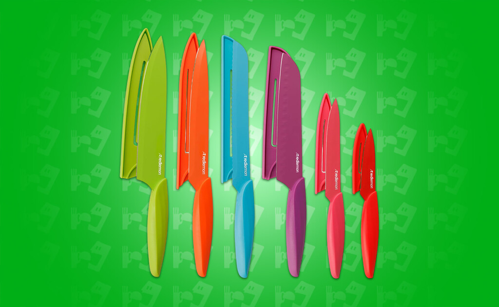 amazon, por menos de 320 pesos corta todos tus alimentos de forma divertida con este juego de cuchillos de colores que incluyen protectores
