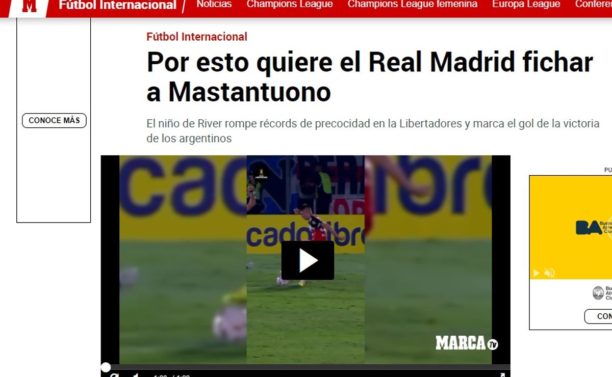 las repercusiones del gol de franco mastantuono en los diarios españoles