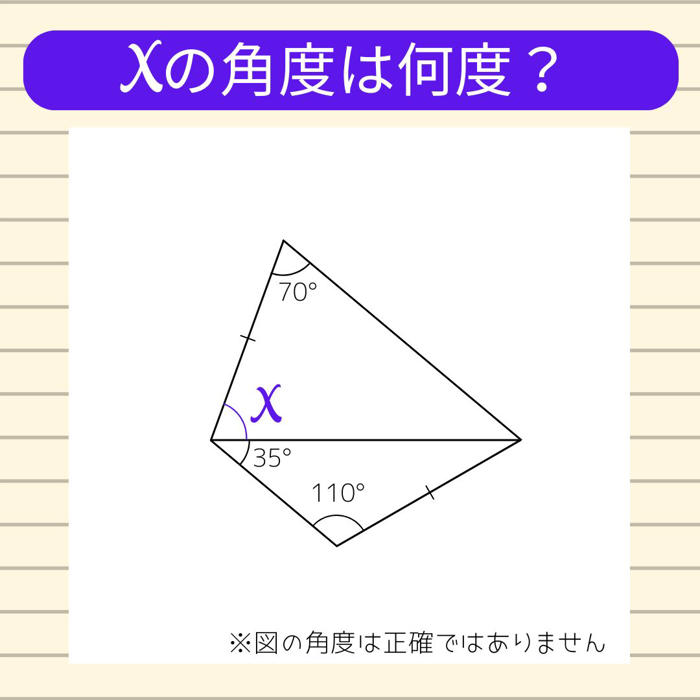【角度当てクイズ vol.863】xの角度は何度？