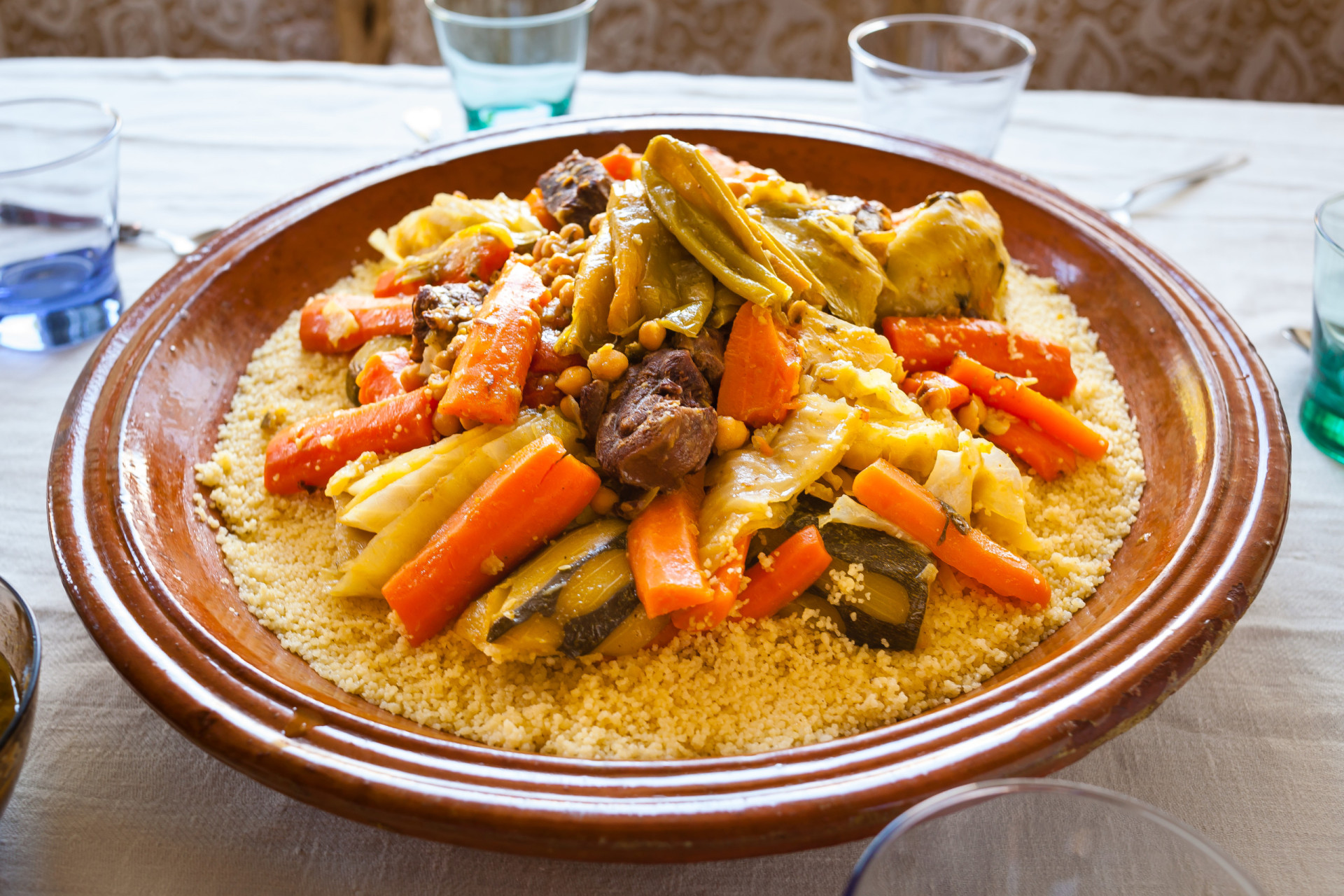 <p>Couscous is a staple dish in North African countries. It's made by steaming granules of semolina until light and fluffy. It's typically served alongside a stew.</p><p>You may also like:<a href="https://www.starsinsider.com/n/446410?utm_source=msn.com&utm_medium=display&utm_campaign=referral_description&utm_content=707039en-us"> Who are the richest royals in the world?</a></p>