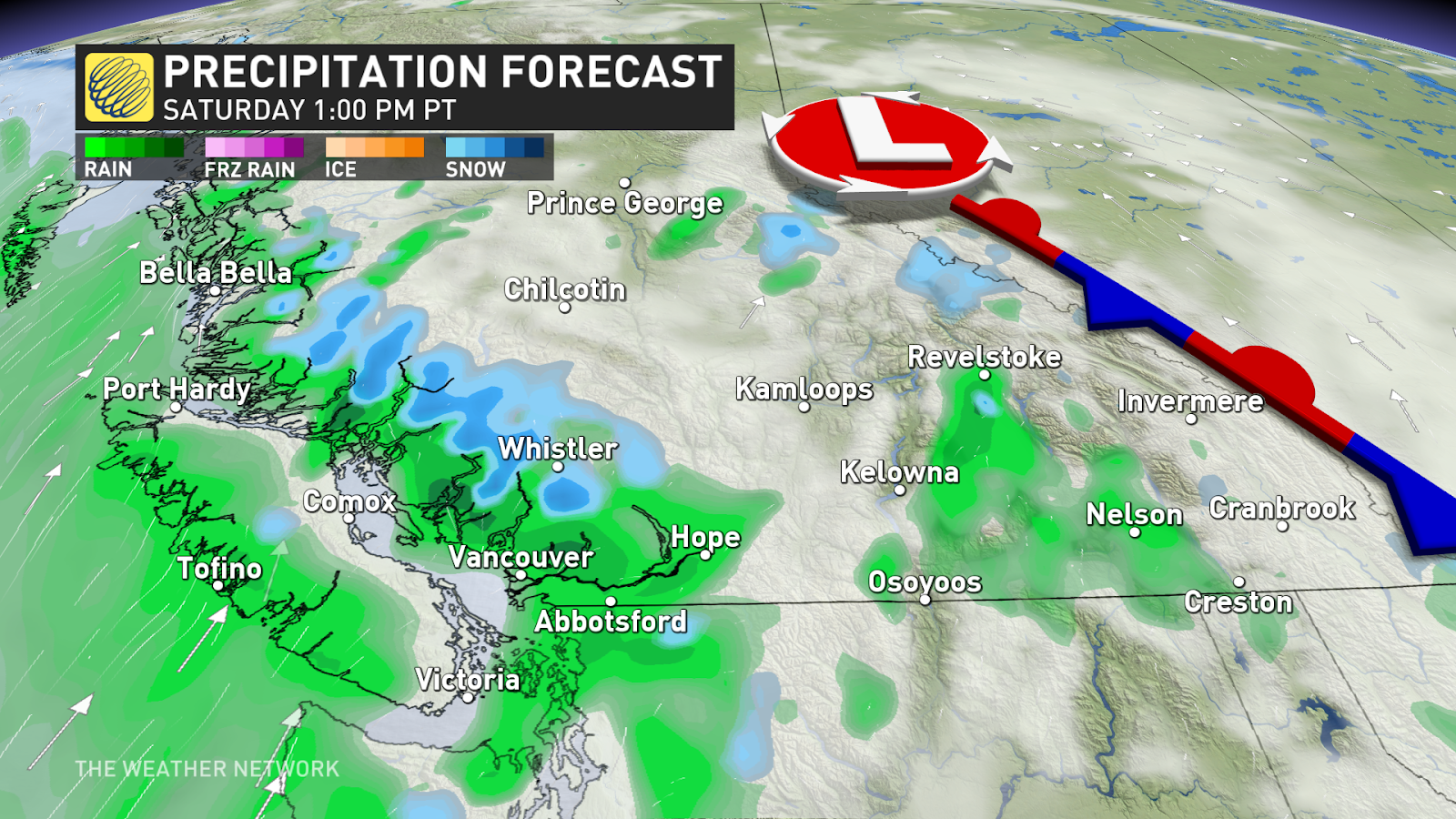 b.c. to catch a break as rain, snow arrive this weekend