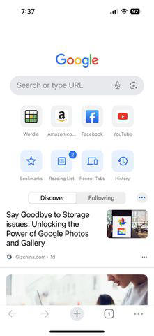 Three dots in Chrome on iPhone