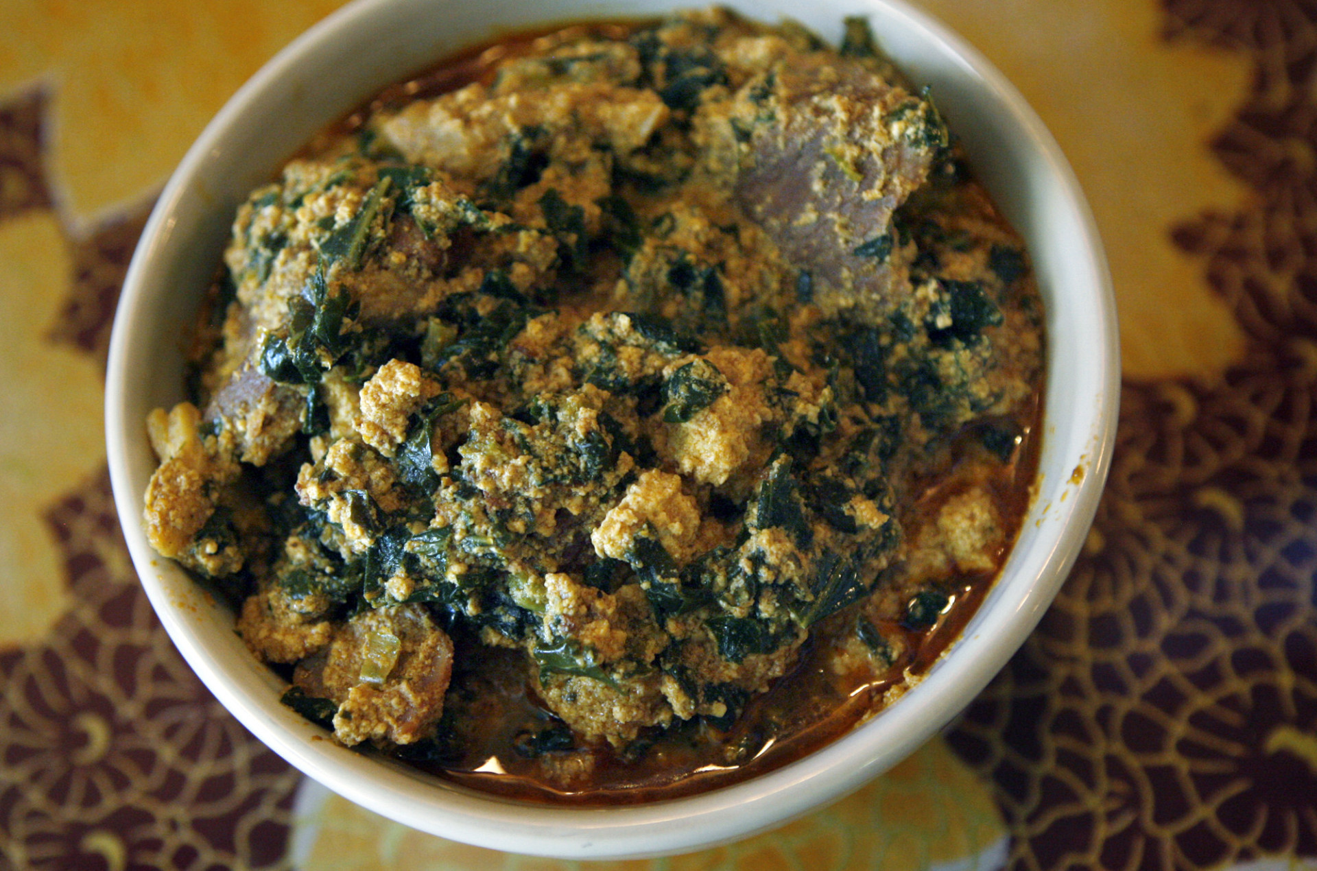 <p><span>Egusi soup is a one-pot soup that combines blended melon seed, pepper, leafy vegetables, and meat, creating a nutty, spicy, and tasty dish. The most popular way to serve the soup is to pair it with pounded yam.</span></p><p>You may also like:<a href="https://www.starsinsider.com/n/463926?utm_source=msn.com&utm_medium=display&utm_campaign=referral_description&utm_content=707039en-us"> Bald celebrities when they had hair</a></p>
