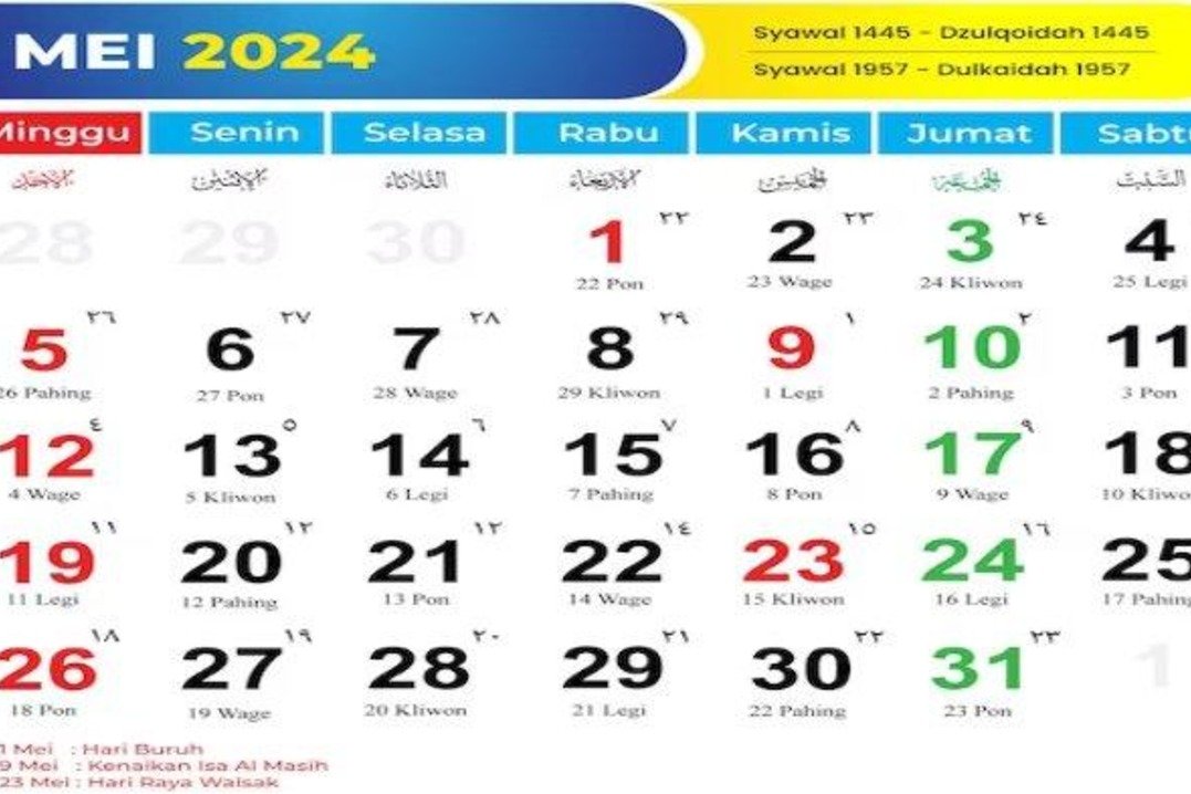 Menilik Kalender Islam Mei 2024 Lengkap Dengan Pasaran Jawa Dan Weton