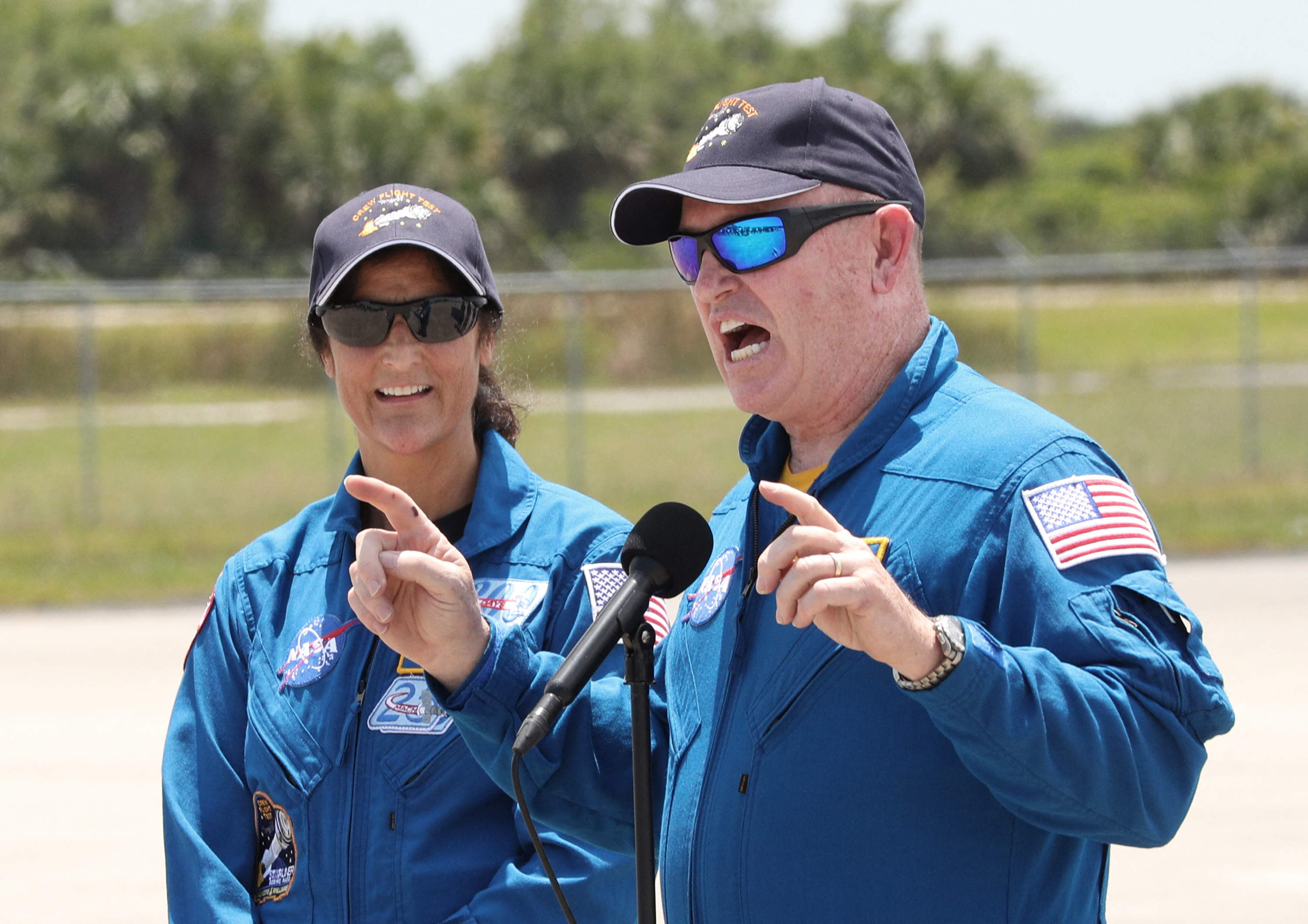 <p>NASA astronauts Butch Wilmore and Suni Williams spoke to the media at the Kennedy Space Center in Cape Canaveral, Florida, on April 25, 2024, after arriving via T-38 jets.</p><p>The pair will fly on the Crew Flight Test-1 (CFT-1) mission to the International Space Station, set for May 6, 2024.</p><p>A United Launch Alliance (ULA) Atlas V rocket will ferry the Boeing CST-100 Starliner capsule on its historic first crewed flight of the new spacecraft.</p><p>Wilmore and Williams will also be the first humans launched into space aboard an Atlas V rocket.</p>