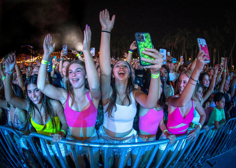 Fans cheer at Sunfest in West Palm Beach, Florida on May 5, 2023.
