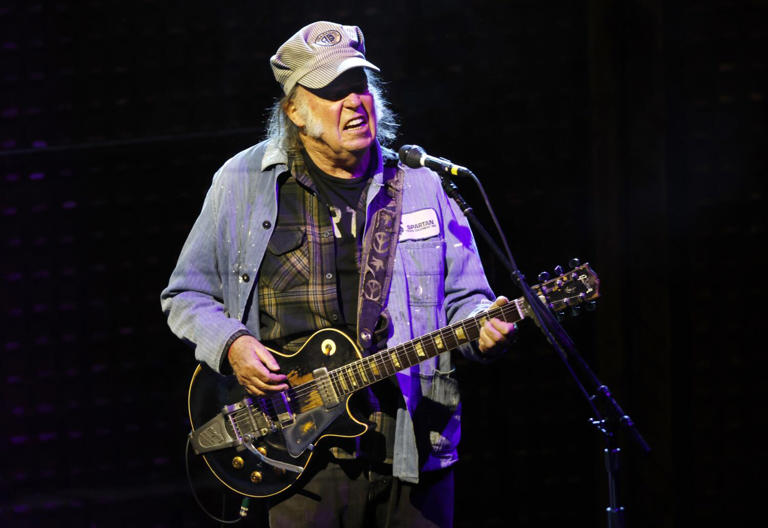 Neil Young& Crazy Horse perform at the Cal Coast Credit Union Amphitheater at San Diego State University on Wednesday, April 24, 2024.