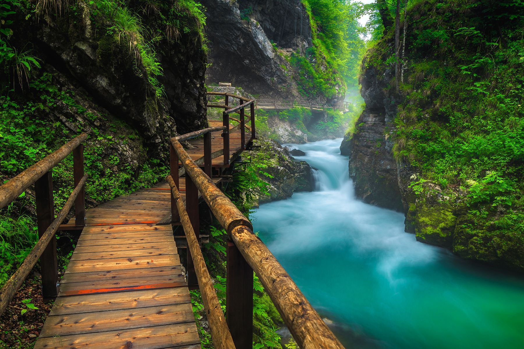 <p>Located near Bled, the <a href="https://www.vintgar.si/en/" rel="noreferrer noopener">Vintgar Gorge</a> is a natural wonder. It’s especially enchanting from May to October, when its turquoise waters and steep cliffs covered with lush vegetation provide a serene atmosphere. Enjoy a quiet stroll on the woodland paths along the Radovna River; it’s a great way to admire the area’s spectacular waterfalls and natural pools. Nestled in the heart of Triglav National Park, this magical place is ideal for nature lovers and photographers alike.</p>