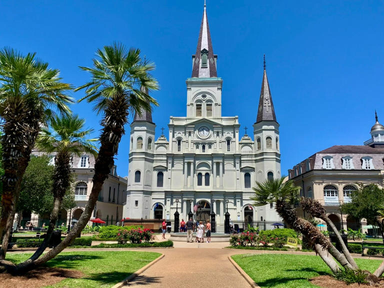 Check out the top reasons to visit New Orleans in March. pictured: Cathedral in Jackson Square of New Orleans