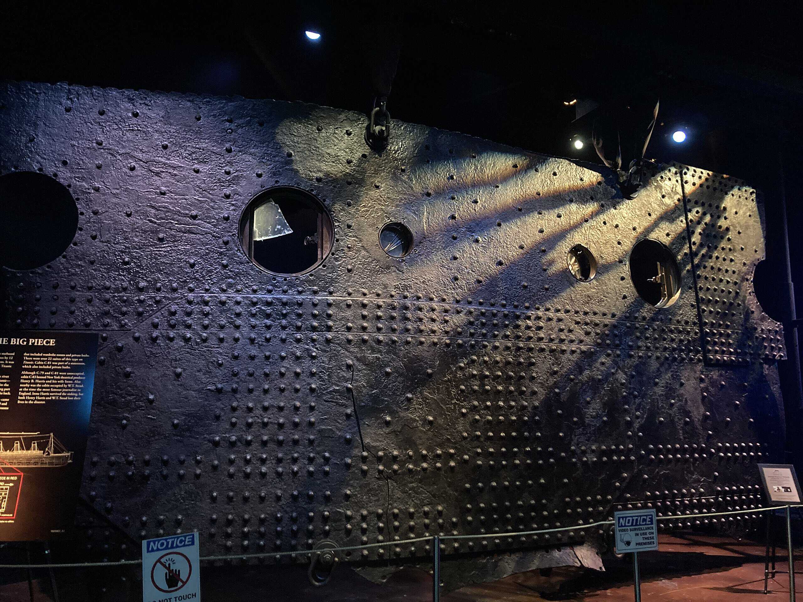 <p>One of the most incredible recoveries from the Titanic wreck has been a piece of its hull. The largest physical piece recovered to date, this image shows the hull piece on display. Touring different museums, some have even allowed museum-goers to touch the hull for a brief moment. </p><p><span>Would you please let us know what you think about our content? <p>Agree? Tell us by clicking the “Thumbs Up” button above.</p> Disagree? Leave a comment telling us what you’d change.</span></p>