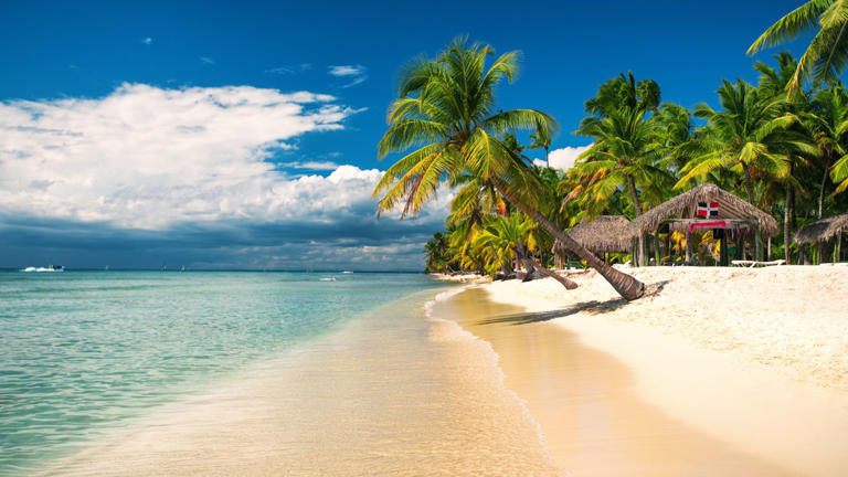 Tropical beach on Saona Island, Dominican Republic.