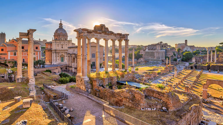 Ruins of the Roman Forum in Rome, Italy.