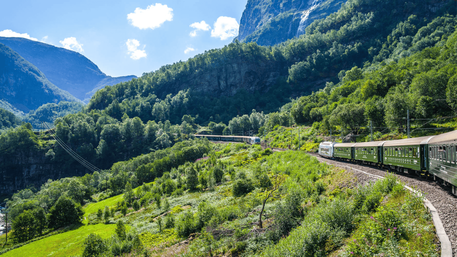 <p>Embark on a Nordic adventure with Norway’s legendary <a href="https://www.visitnorway.com/listings/the-fl%C3%A5m-railway/4202/" rel="nofollow external noopener noreferrer">Flåm Railway</a>. The Flåm is a top tourist attraction to experience the picturesque Norwegian countryside. It begins at sea level and ascends into the mountains on a one-hour ride.</p><p>Along the Flåm route, you’ll see lush valleys and towering waterfalls. The train passes through 20 tunnels and several charming towns. Views from the Flåm Railway are breathtaking regardless of the time of year you ride.</p>