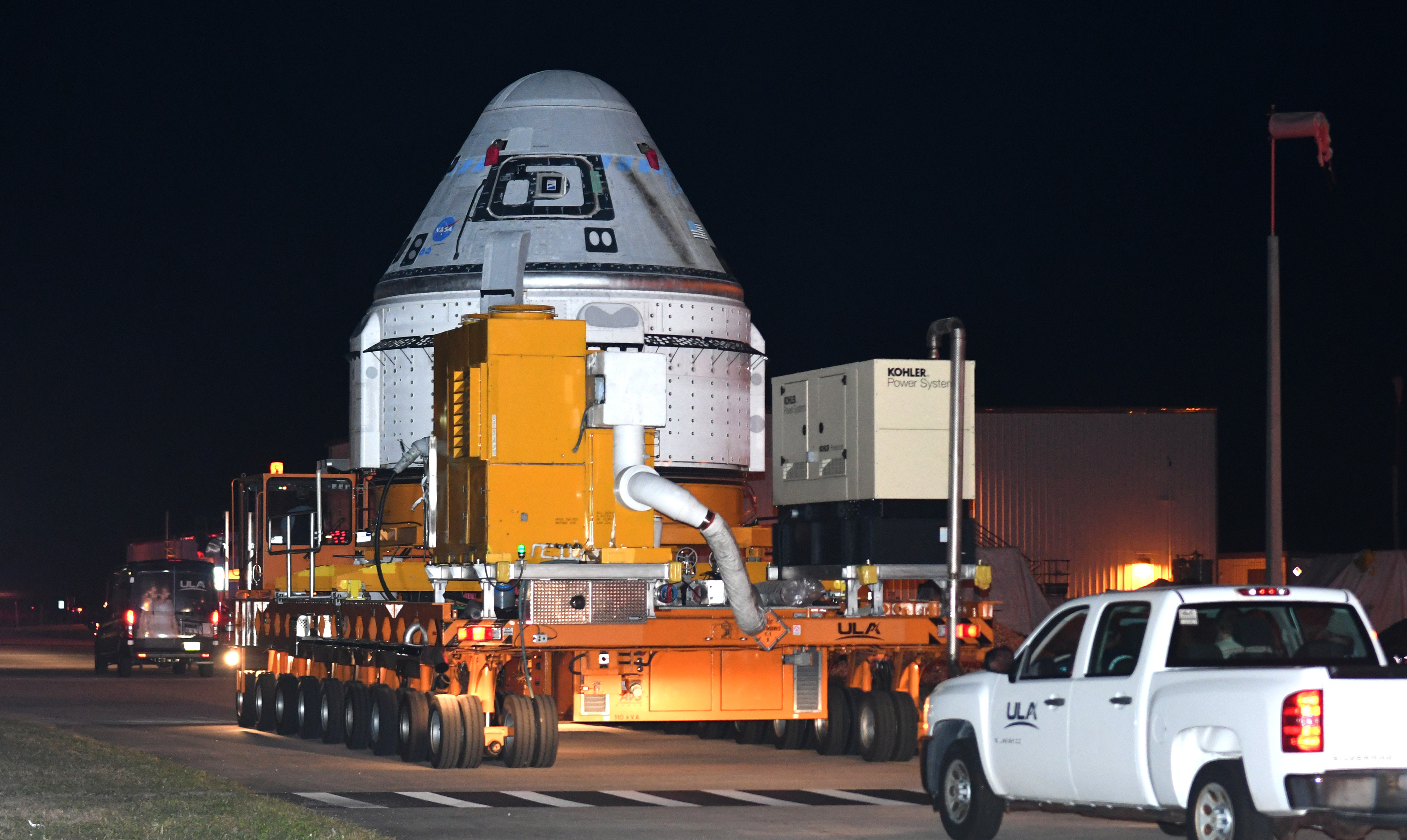 <p>Boeing's CST-100 Starliner spacecraft was rolled out of the Commercial Crew and Cargo Processing Facility at the Kennedy Space Center to be transported to pad 41 at Cape Canaveral Space Force Station in Cape Canaveral, Florida, on April 16, 2024. </p><p>Starliner is scheduled for its first crewed launch to the International Space Station on a ULA Atlas V rocket with NASA astronauts Suni Williams and Butch Wilmore on May 6, 2024.</p>