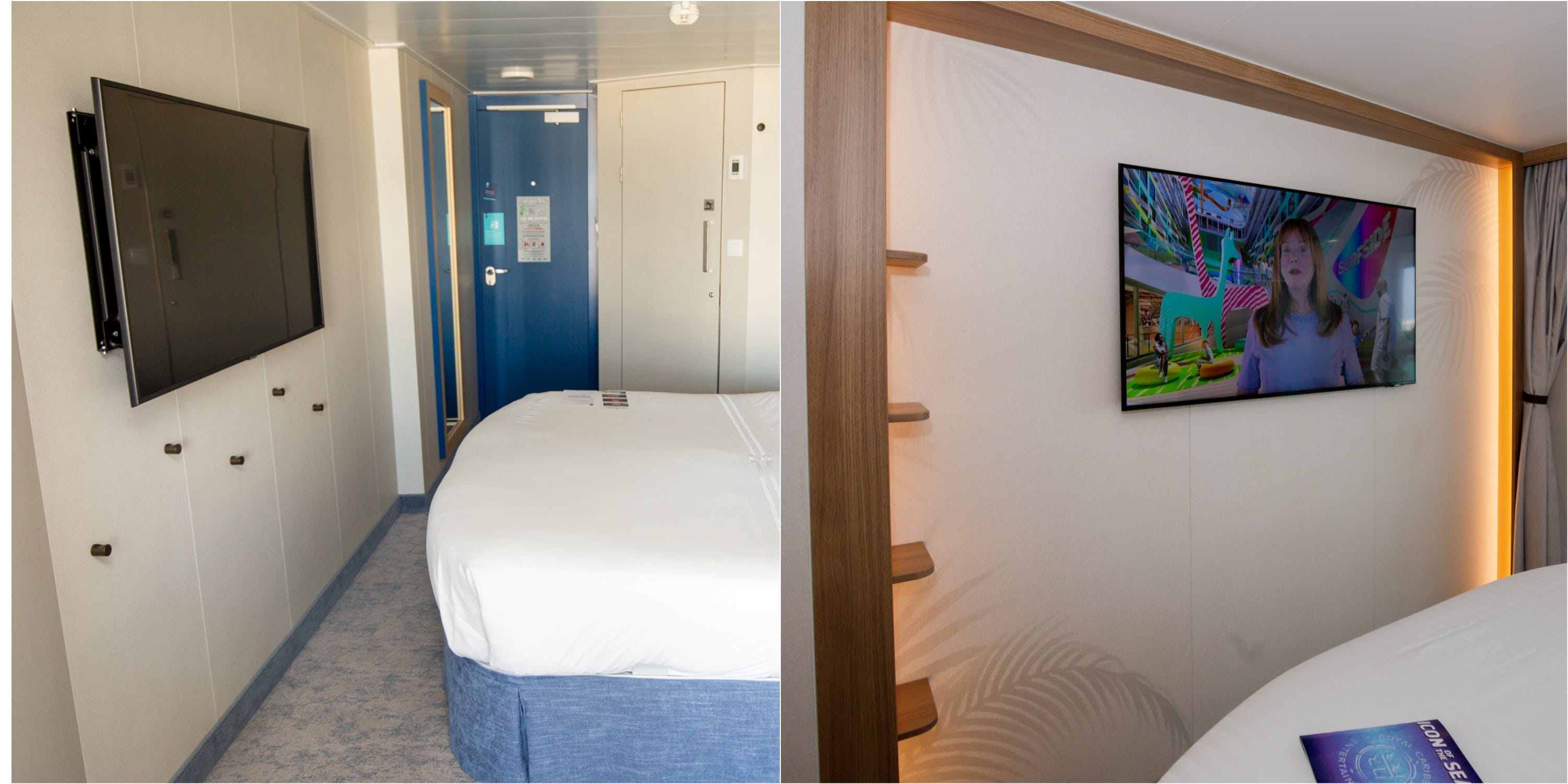<p>And both were flanked by light fixtures with built-in USB outlets, as is expected on most modern cruise ships.</p><p>The cruise line says the ships' balcony cabins use two twin mattresses that have been "converted" to make a king bed. It's a common practice I've never had an issue with — until Icon.</p>