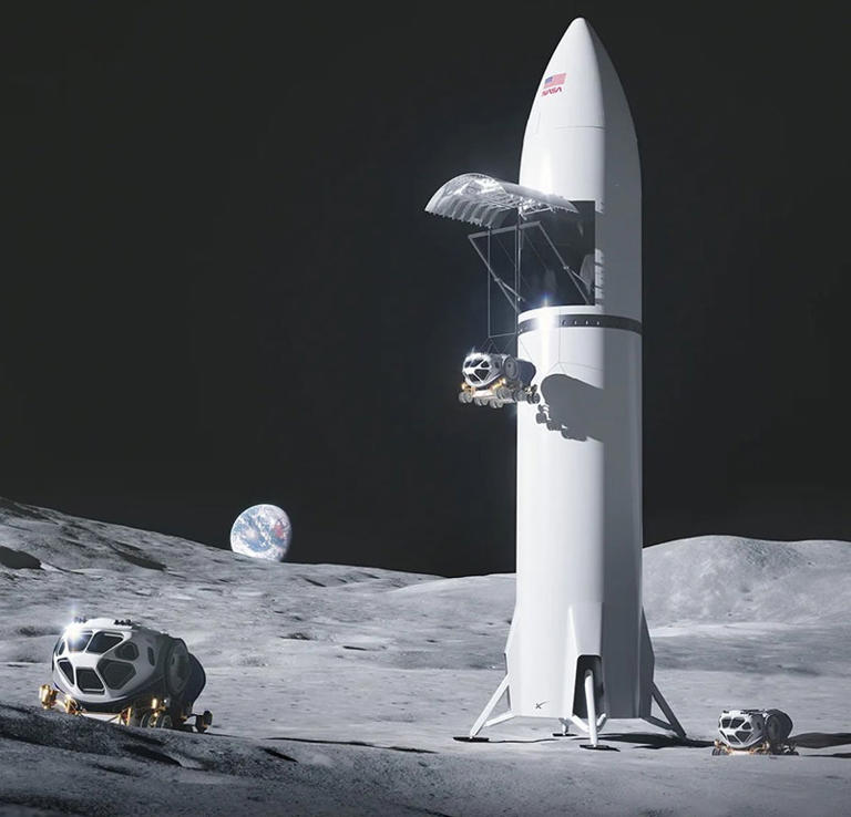 NASA công bố kết xuất mới về tàu vũ trụ của SpaceX hạ cánh trên bề mặt Mặt trăng