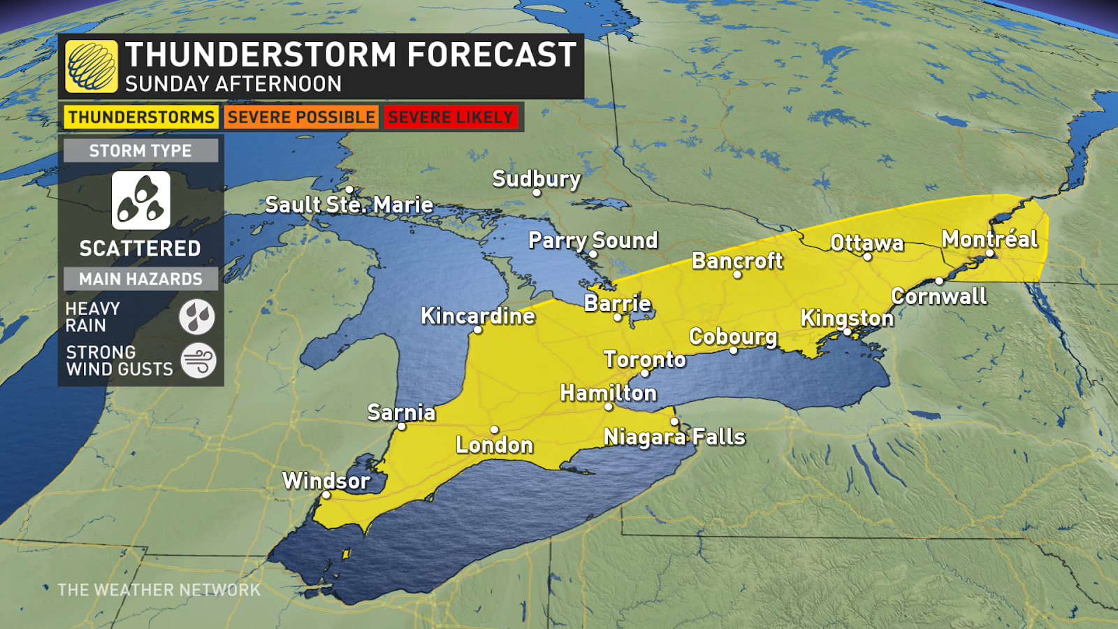 southern ontario faces overnight storm threat, summery sunday