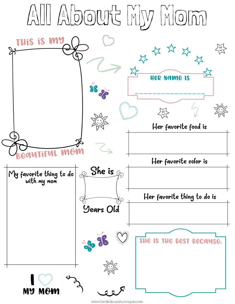 Free All About My Mom Printable for Free All About My Mom Printable